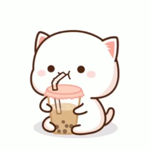 Peach Cat Boba Tea Milk