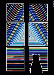 Cat Silhouette Glitch Art Vector