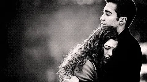 black and white hug